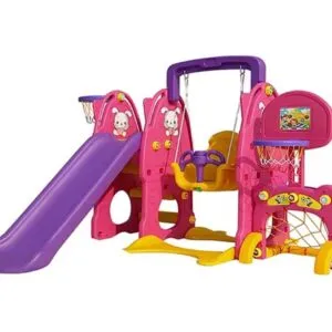 زحليقة ومرجيحة وحلقة كرة السلة ومرمى كرة