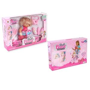 Baby doll with stroller and accessories