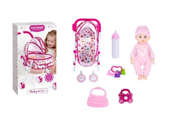 Baby Doll & Stroller Play Set مجموعة لعب دمية طفل وعربة أطفال