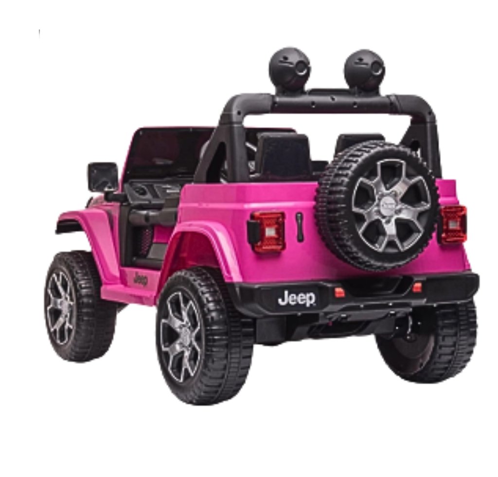 licensed Pink Jeep Rubicon 12V Ride-On Car! Combining style, luxury, and safety