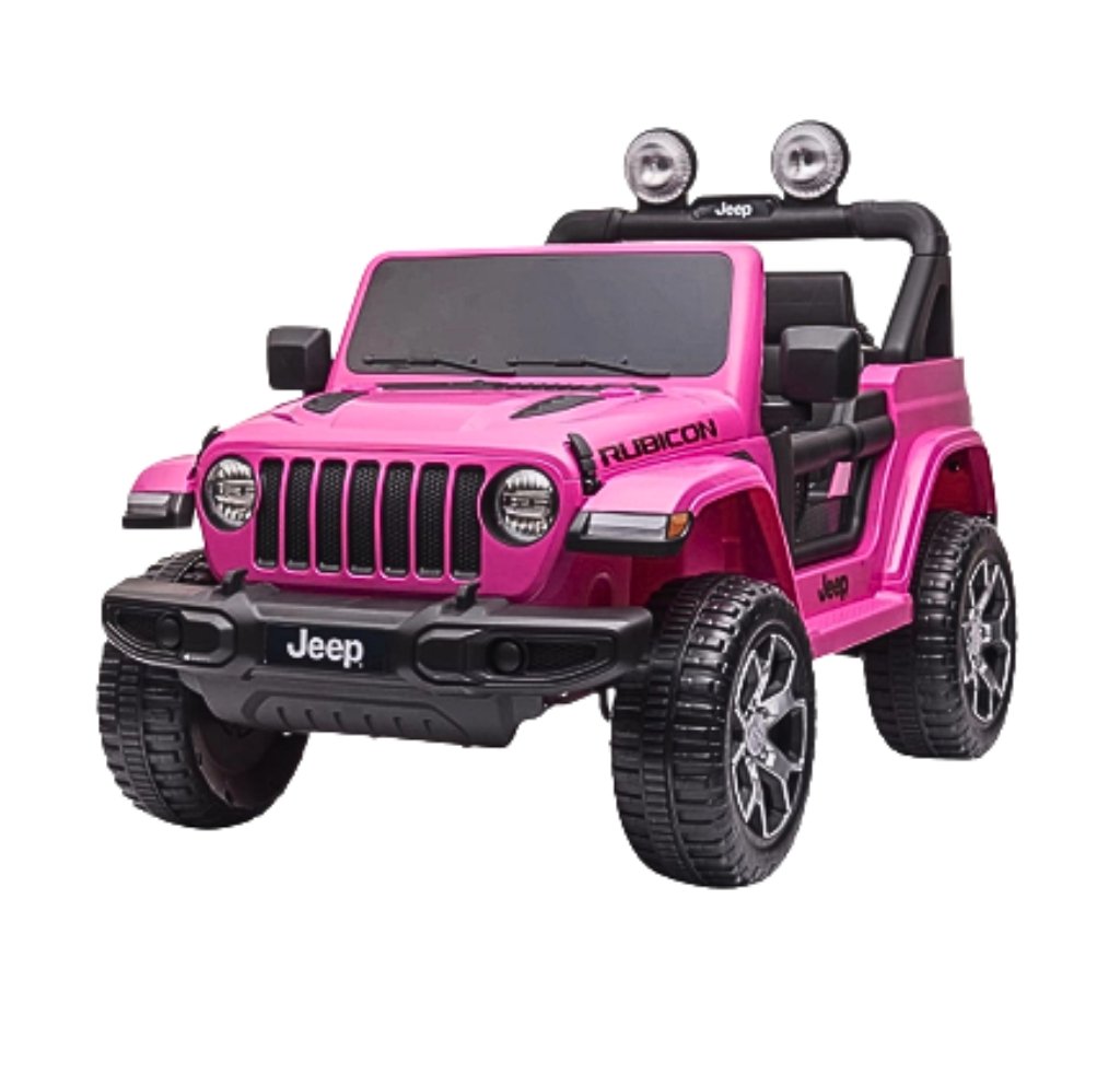 licensed Pink Jeep Rubicon 12V Ride-On Car! Combining style, luxury, and safety