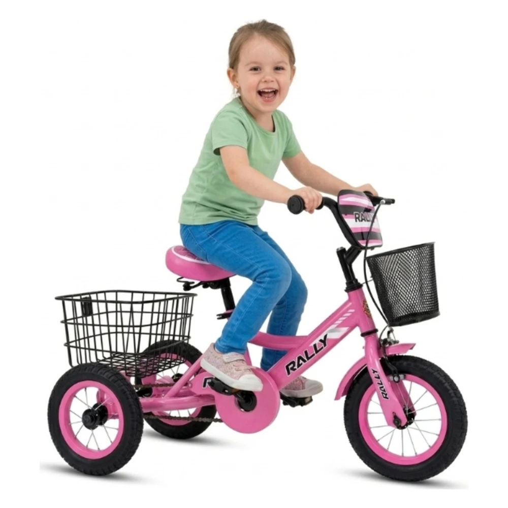 Rally Tricycle with Basket 10 inch Pink
